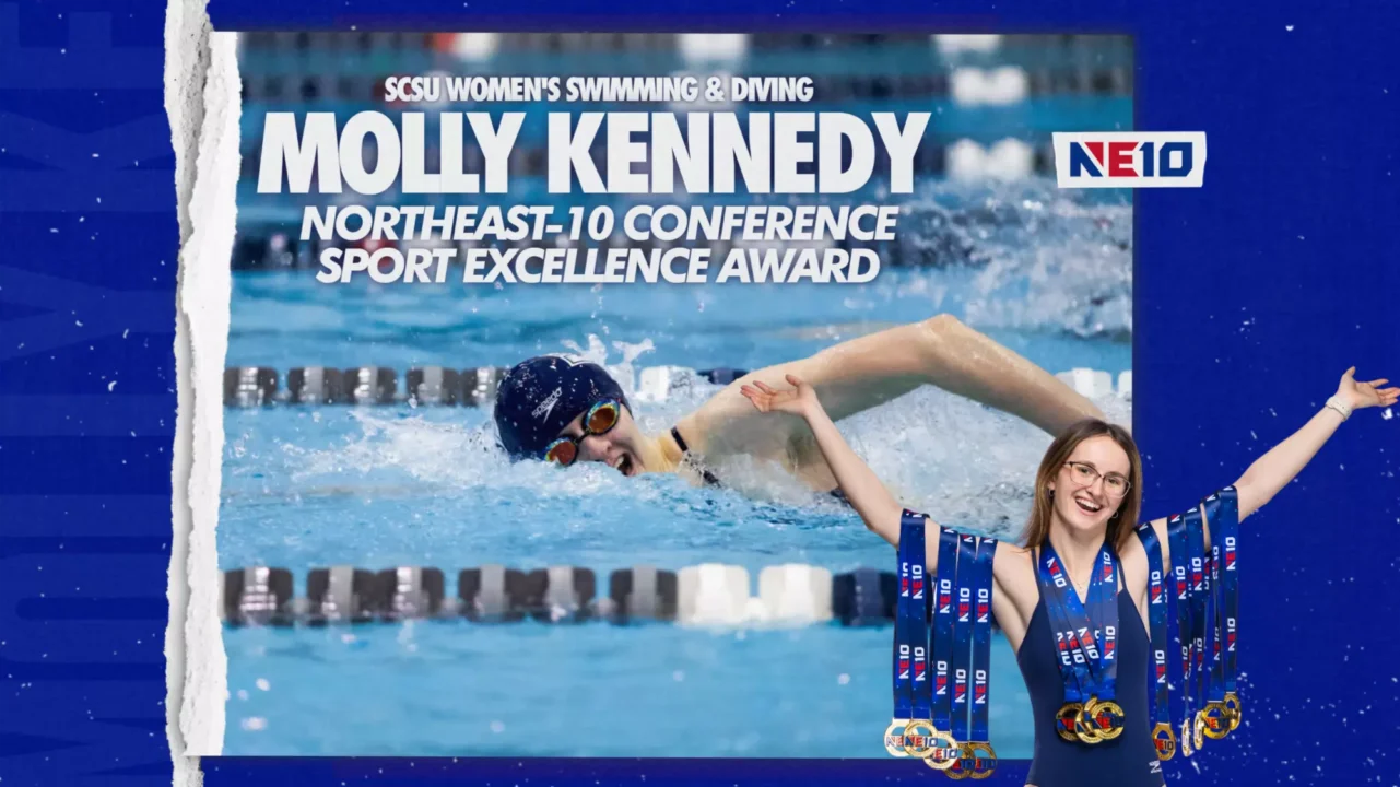 SCSU’s Molly Kennedy Receives NE10 Women’s Swimming and Diving Sports Excellence Award