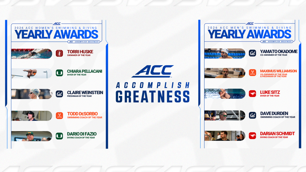 Huske, Williamson & Okadome Earn Swimmer of the Year Honors As ACC Announces Year-End Awards