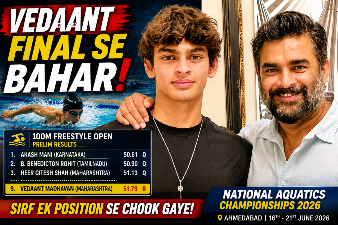 100m Freestyle Me Vedaant Madhavan Final Se Bahar – Senior National 2026
