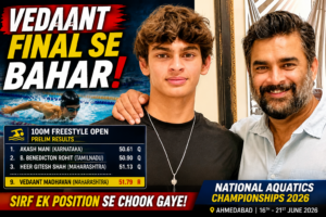 100m Freestyle Me Vedaant Madhavan Final Se Bahar – Senior National 2026