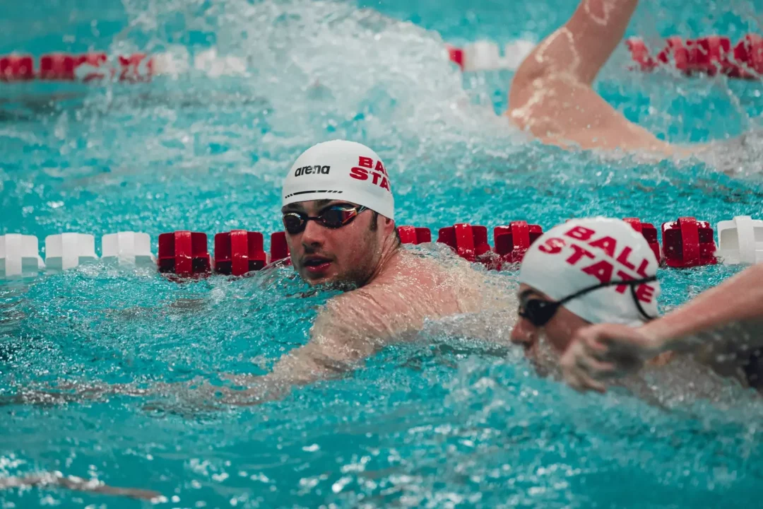 Ball State’s Aidan Biddle Pops 27.9/1:01.1 Breaststrokes at Indiana Swimming LC Championships