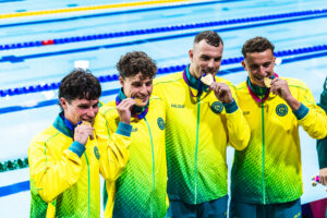 Watch: Australian Men 400 Free Relay Commonwealth Games Record (Day 1 Race Videos)
